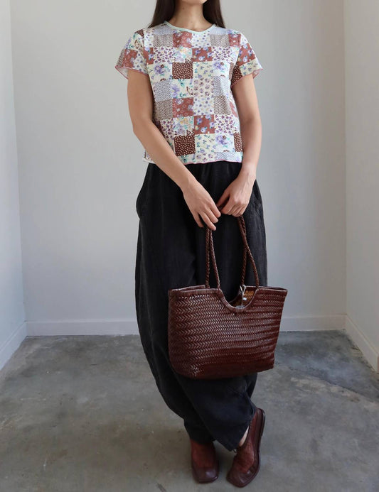 Quilted Pattern Floral Tee Shirt