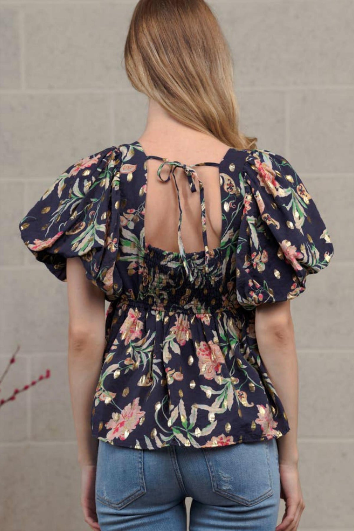 Floral Puffed Button-down