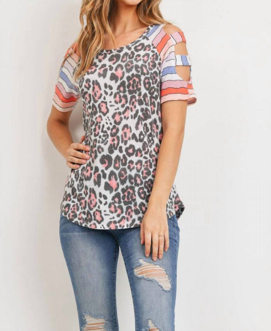 Leopard Stripe Cold Shoulder