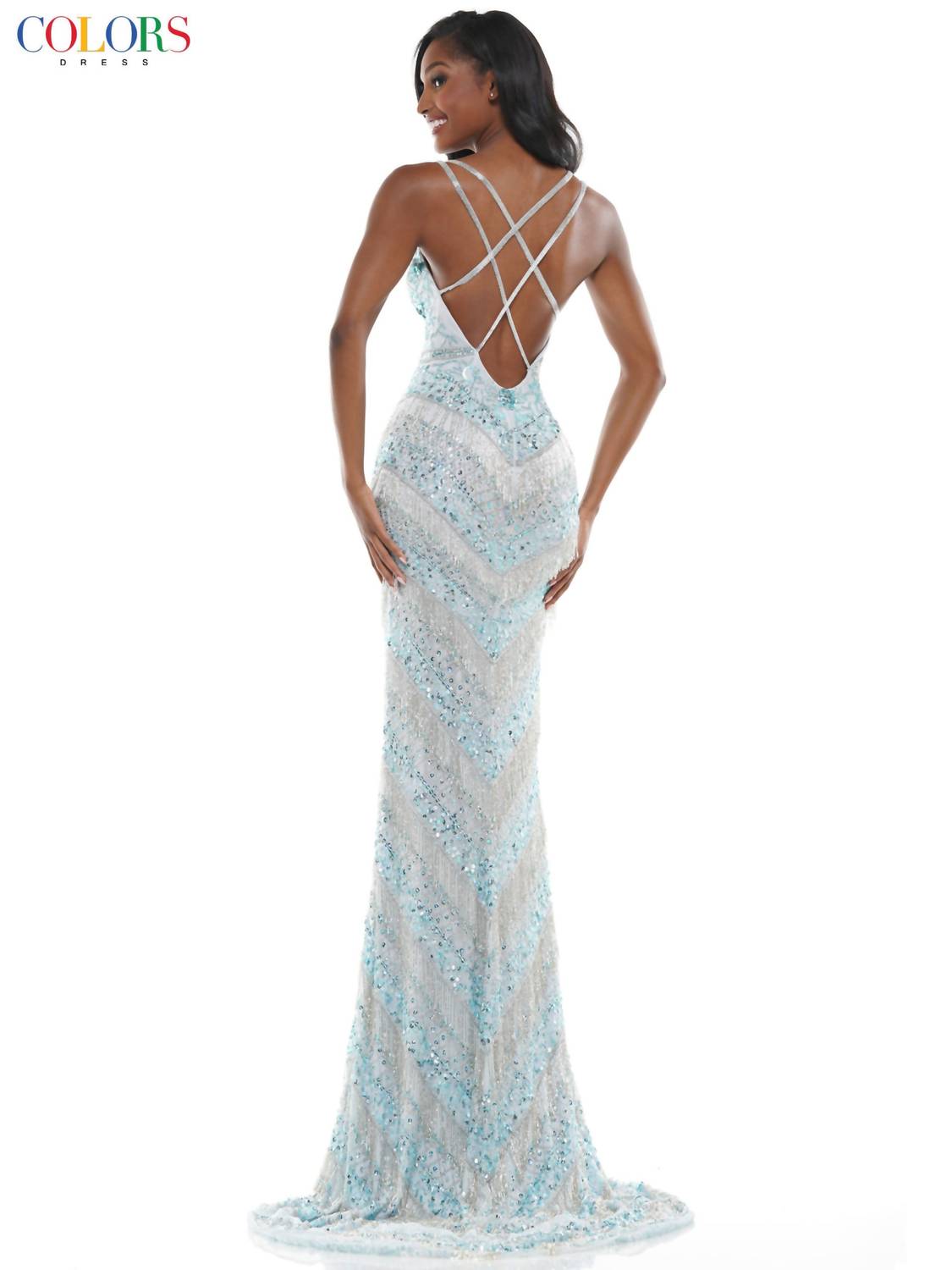 Beaded Mesh Gown