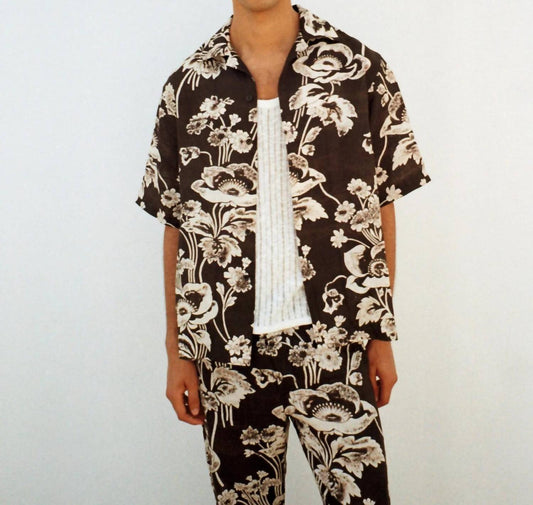 Painted Peonies Bowling Shirt