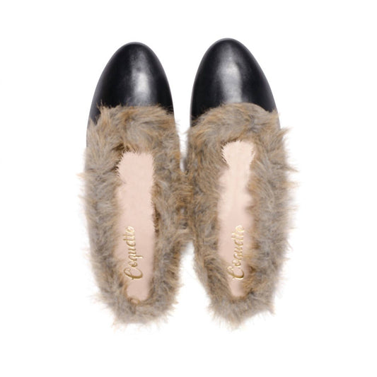 Women's Leather Fur Slip On