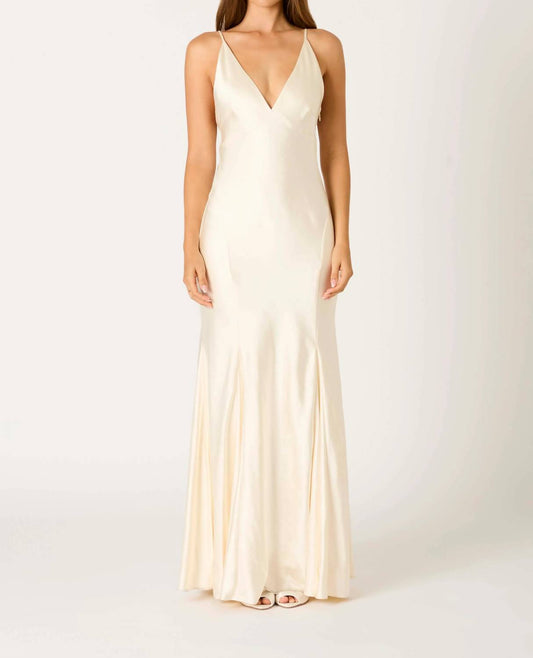 Elvira Fluted Satin Maxi Slip Dress