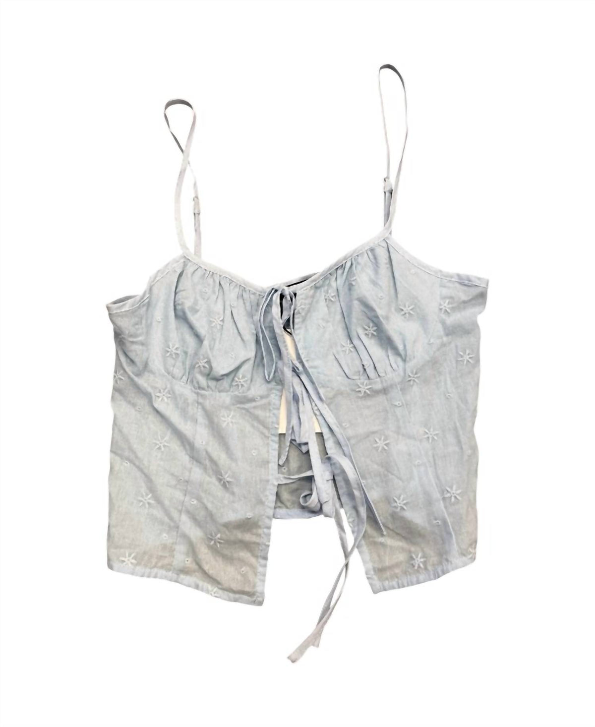 Women's Embroidered Tie Front Tank