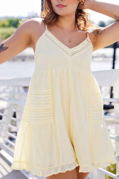 Drop Lace Trim Romper