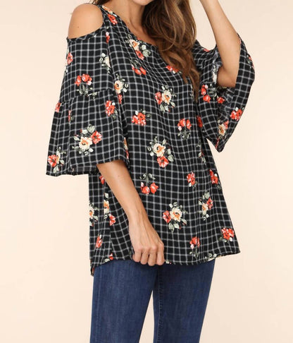 Floral Print Cold Shoulder Tunic