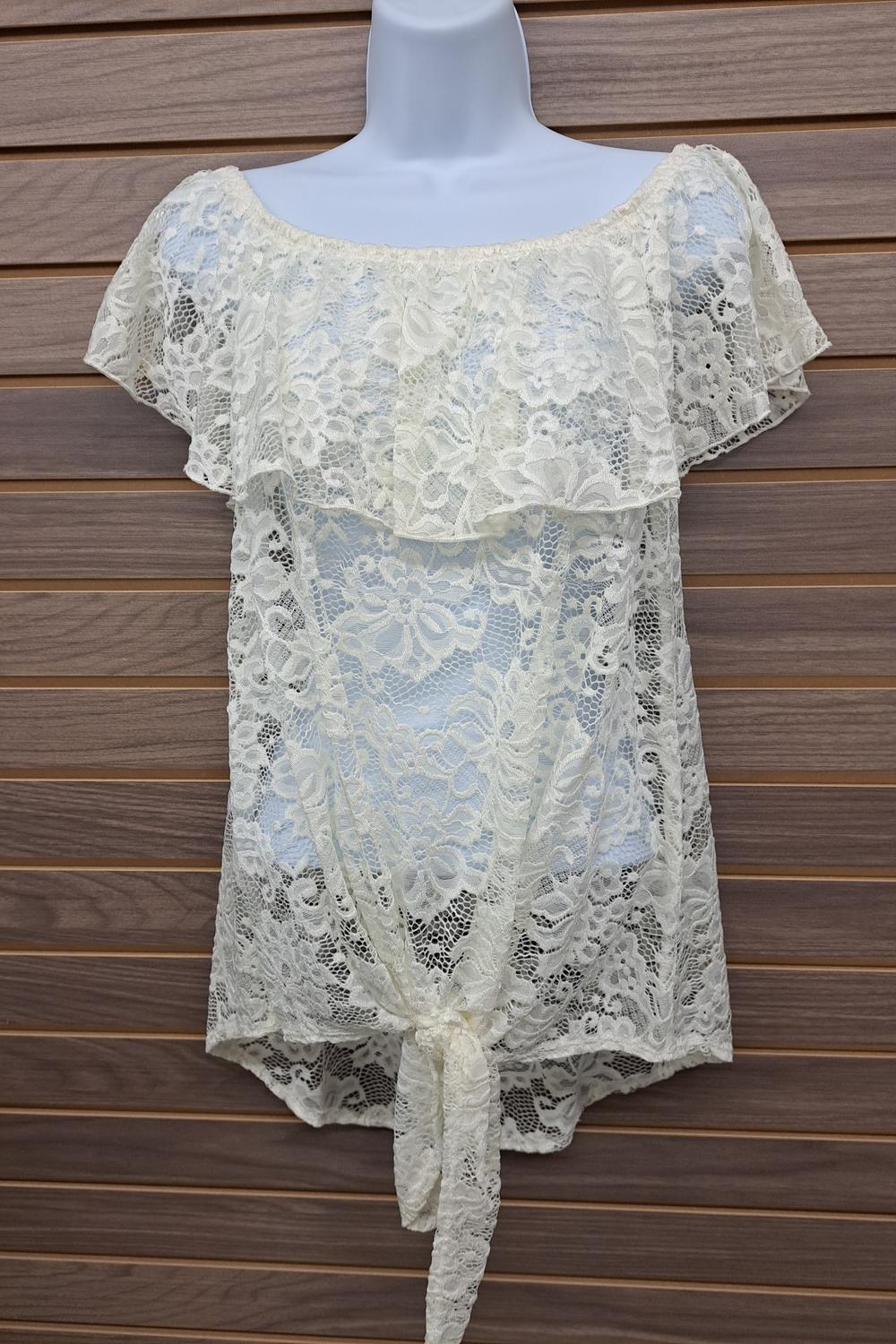 Women's Cold Shoulder Lace Self-tie Bottom
