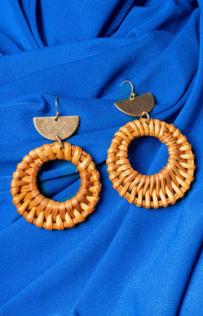 Women's Woodgrain Wheels Earrings