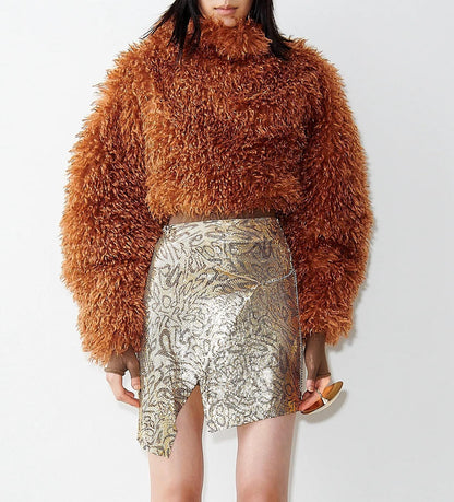 Poster Girl - Belle Crop Faux Fur High Neck Sweater - Rack Hunt