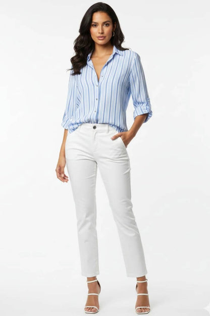 Striped Heart-button Blouse
