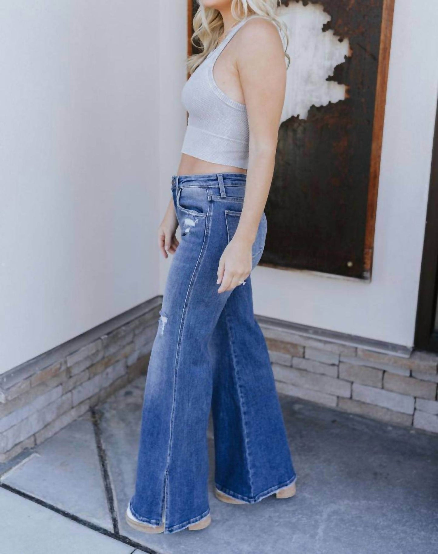 Root Denim - Rooted Denim: Roxanne Slit Flare Jeans - Rack Hunt