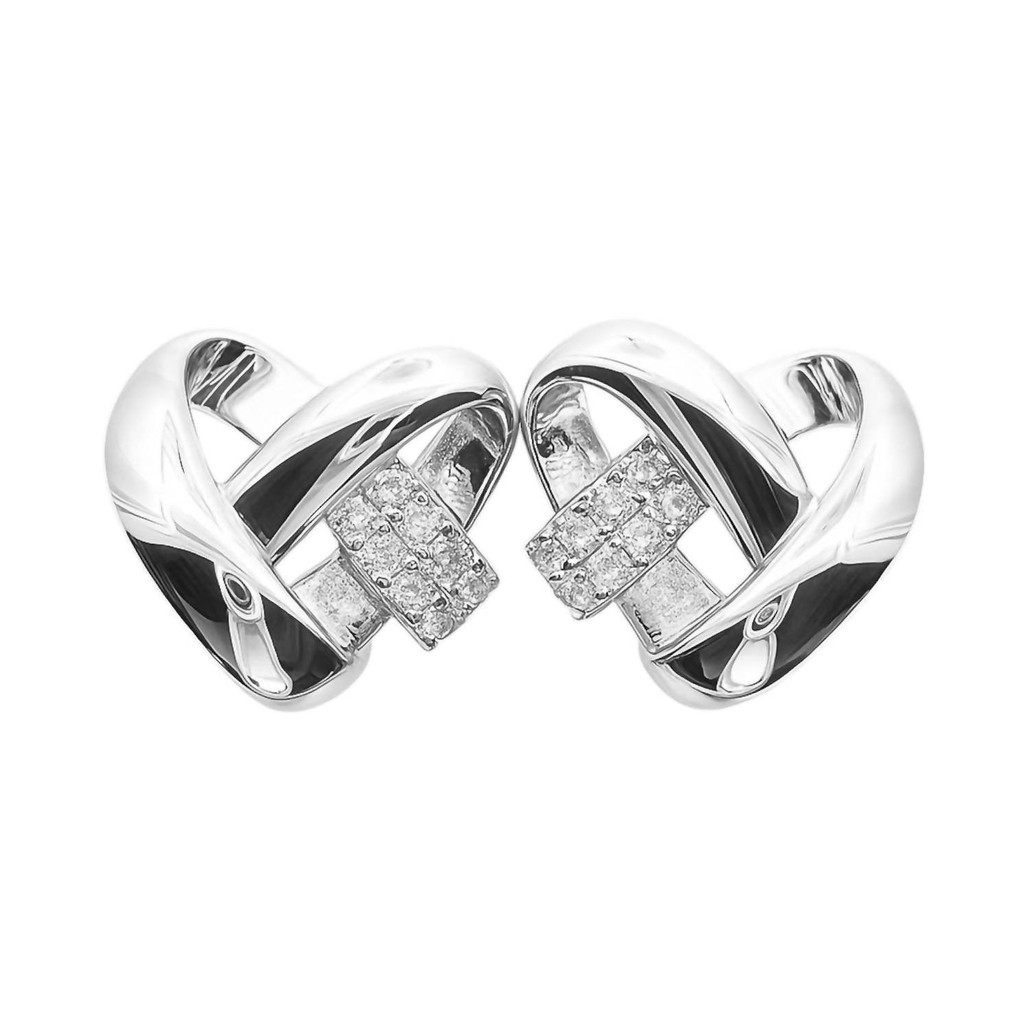 Allyanna Gifts - Women's Cubic Zirconia Intertwined Heart Stud Earrings - Rack Hunt