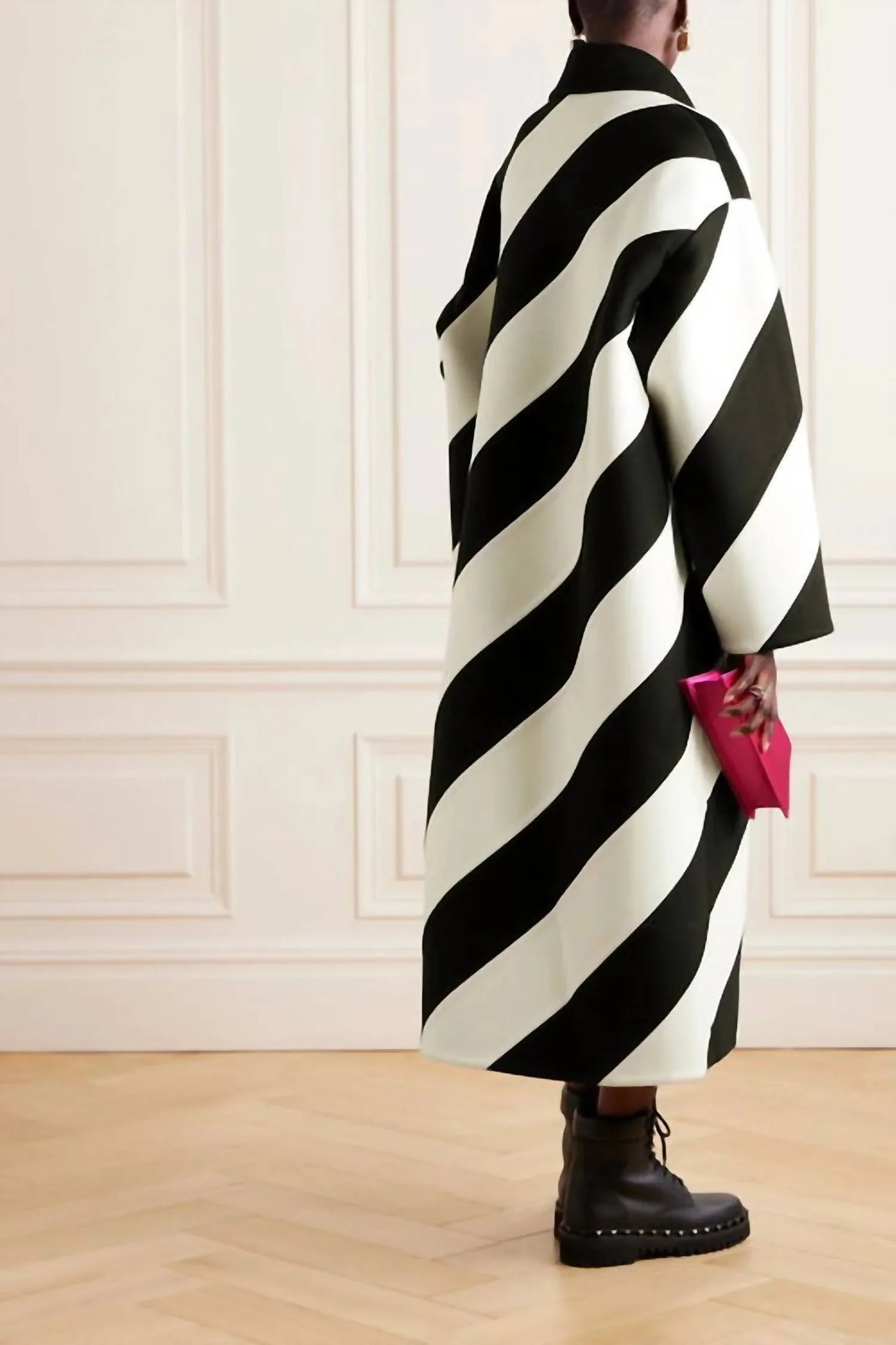 Valentino - Oversized Striped Coat - side view - Rack Hunt