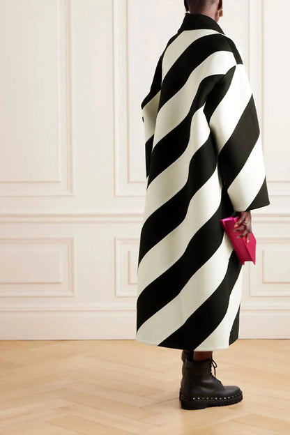 Valentino - Oversized Striped Coat - side view - Rack Hunt