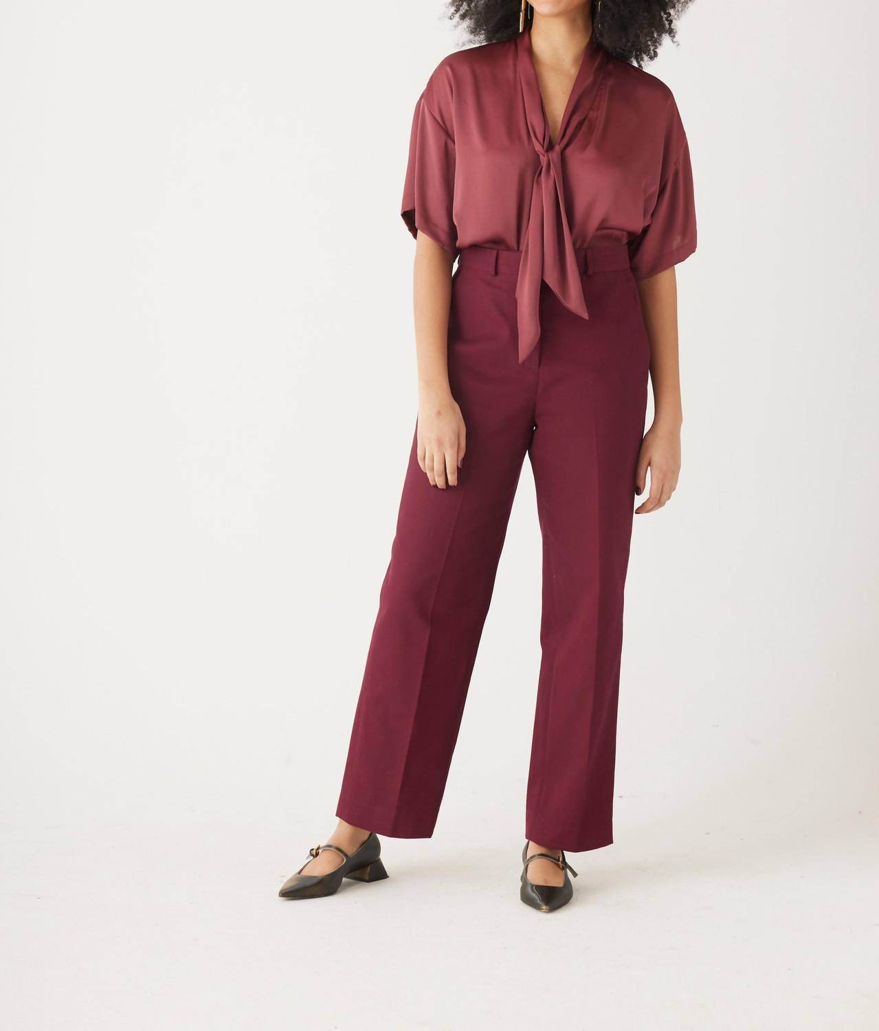 Rose Velvet - Piper Cotton Twill Full Length Pants - Rack Hunt -