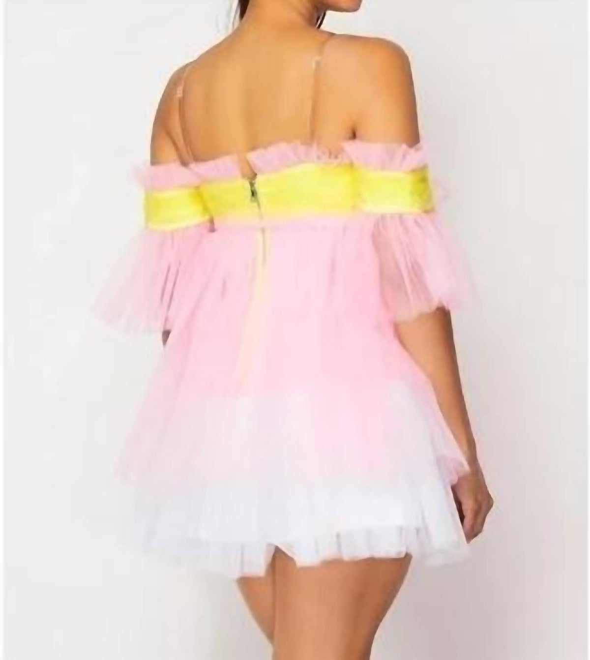 Tulle Mesh Dress With Waist Belt