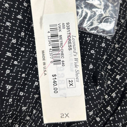 Women's Sleeveless Front Button Square Dot Pattern Midi Dress