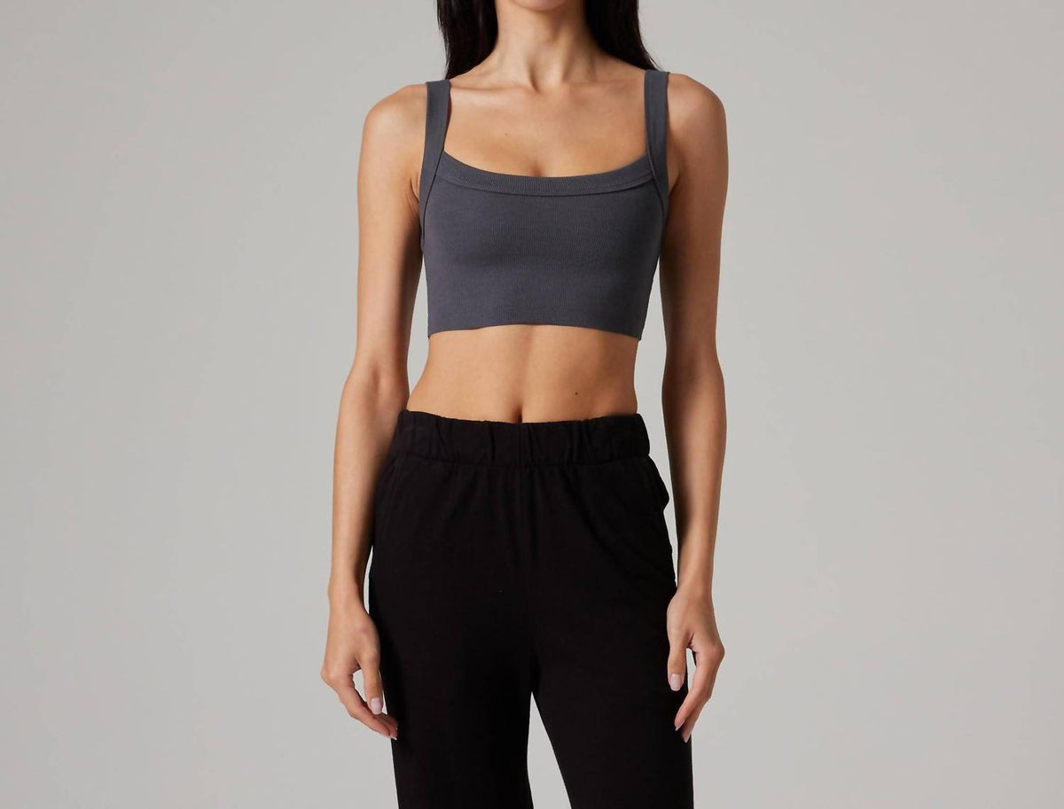 Women's Raw Hem Rib Crop Tank Top