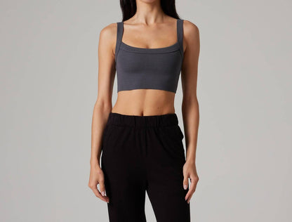 Women's Raw Hem Rib Crop Tank Top