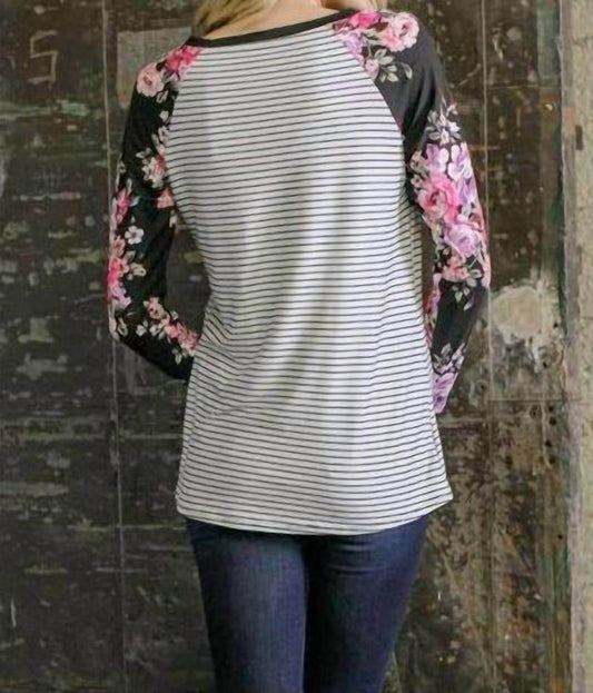 Ellis - Floral & Striped Top - Rack Hunt -
