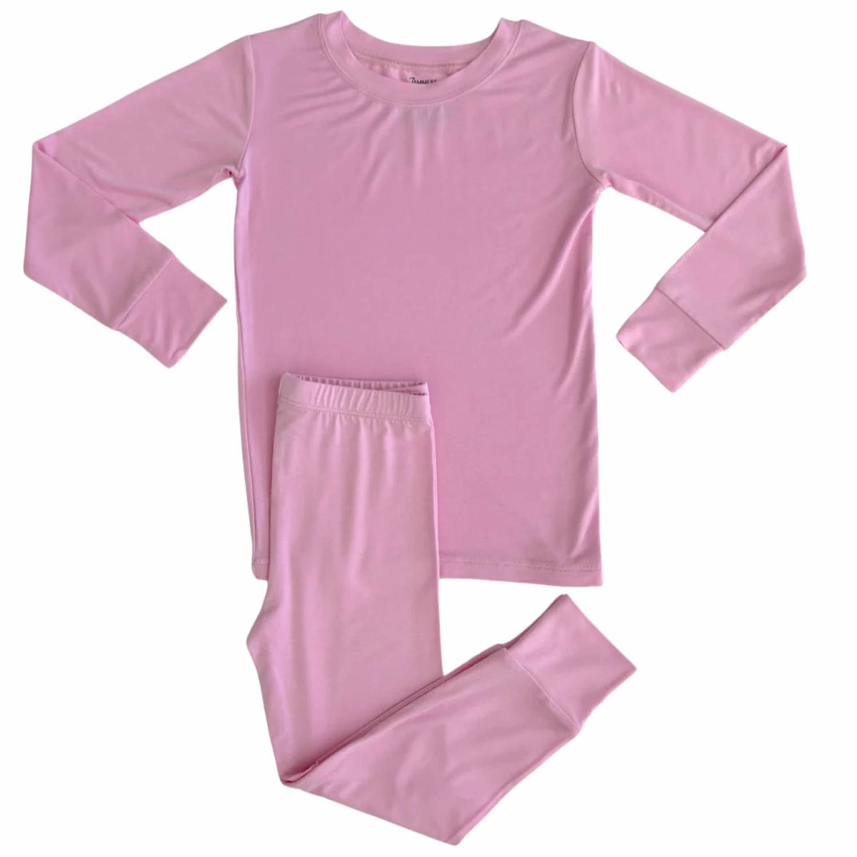 Girls Solid Long Sleeve Two Piece Pajama Set