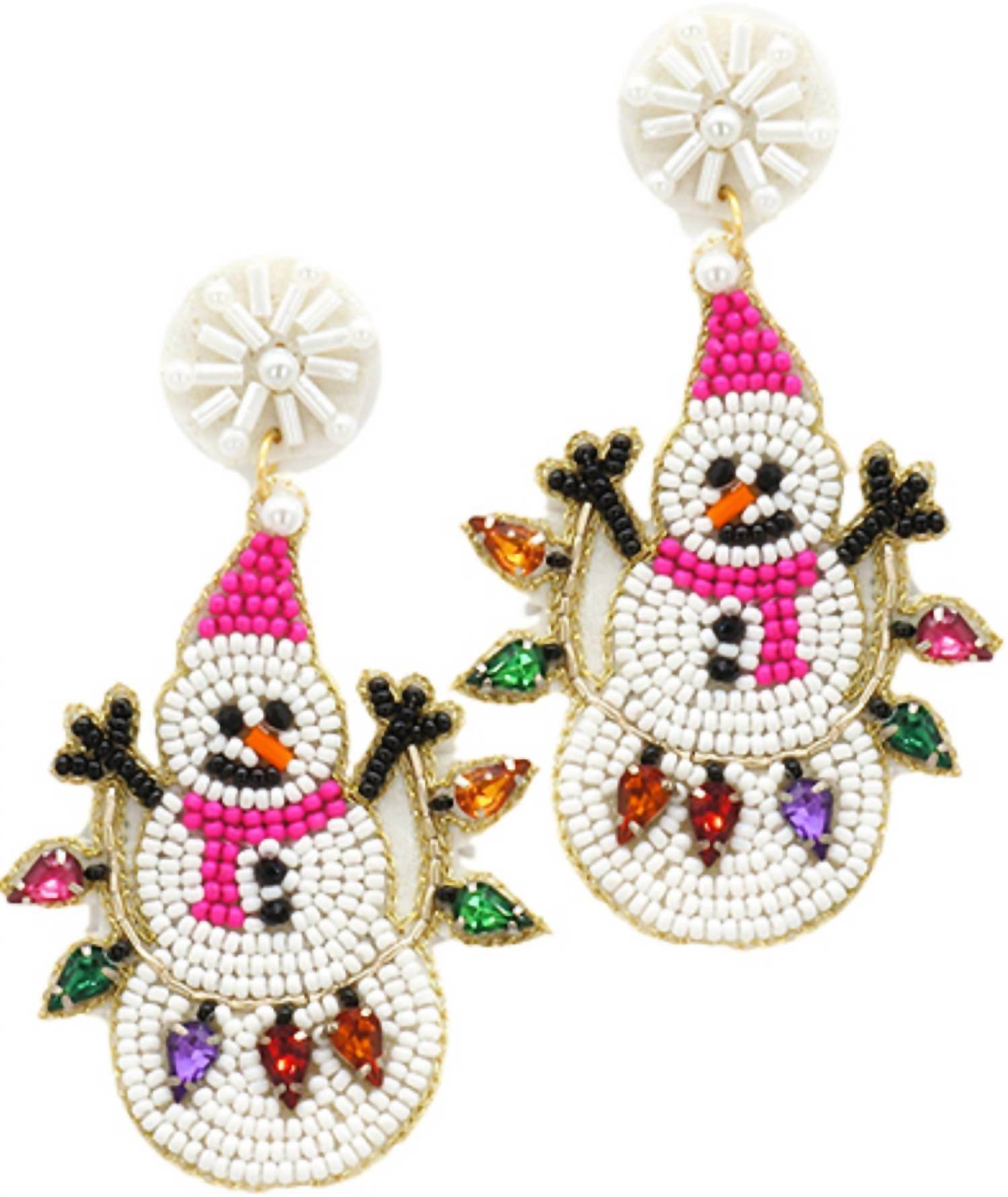 Viola - Women's Beaded Snowman Earrings - Rack Hunt -
