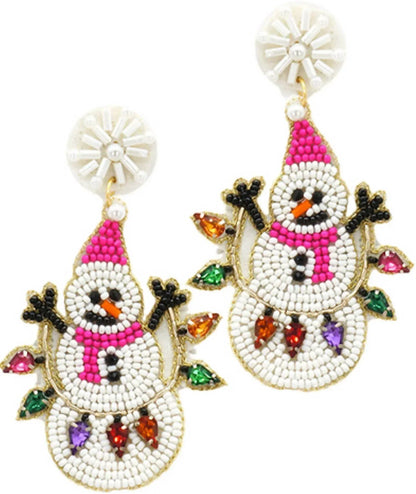 Viola - Women's Beaded Snowman Earrings - Rack Hunt