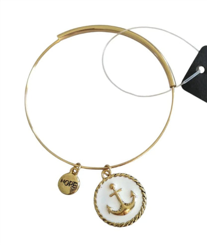 Women's Adjustable Nautical Anchor Bangle Bracelet