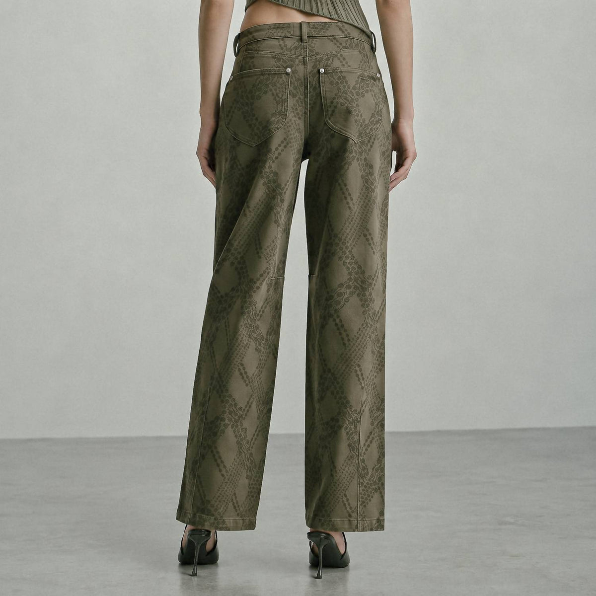 Stretch Cotton Paisley Camo Carpenter Jeans