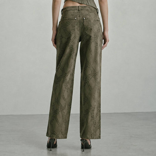 Stretch Cotton Paisley Camo Carpenter Jeans