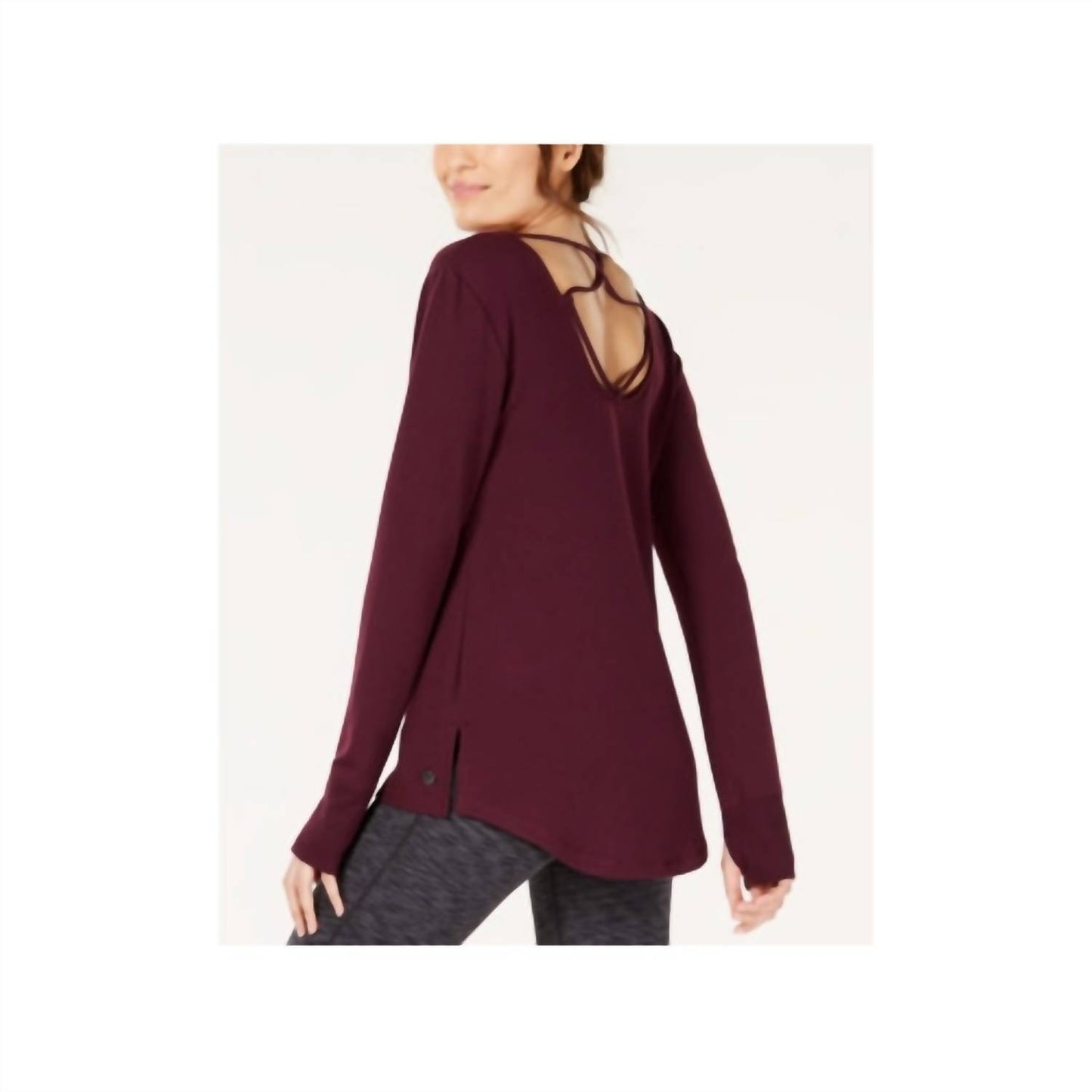 Drop-shoulder Pleated-back Long-sleeve Top