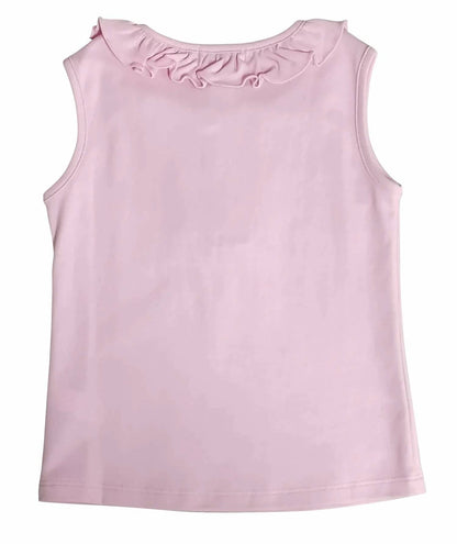Girl's Sleeveless Ruffle Trim Top