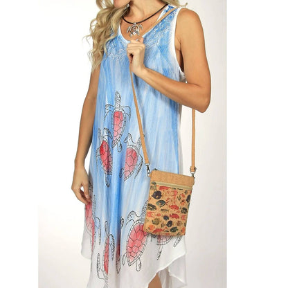 Women's Paisley Print Vertical Cork Crossbody Bag