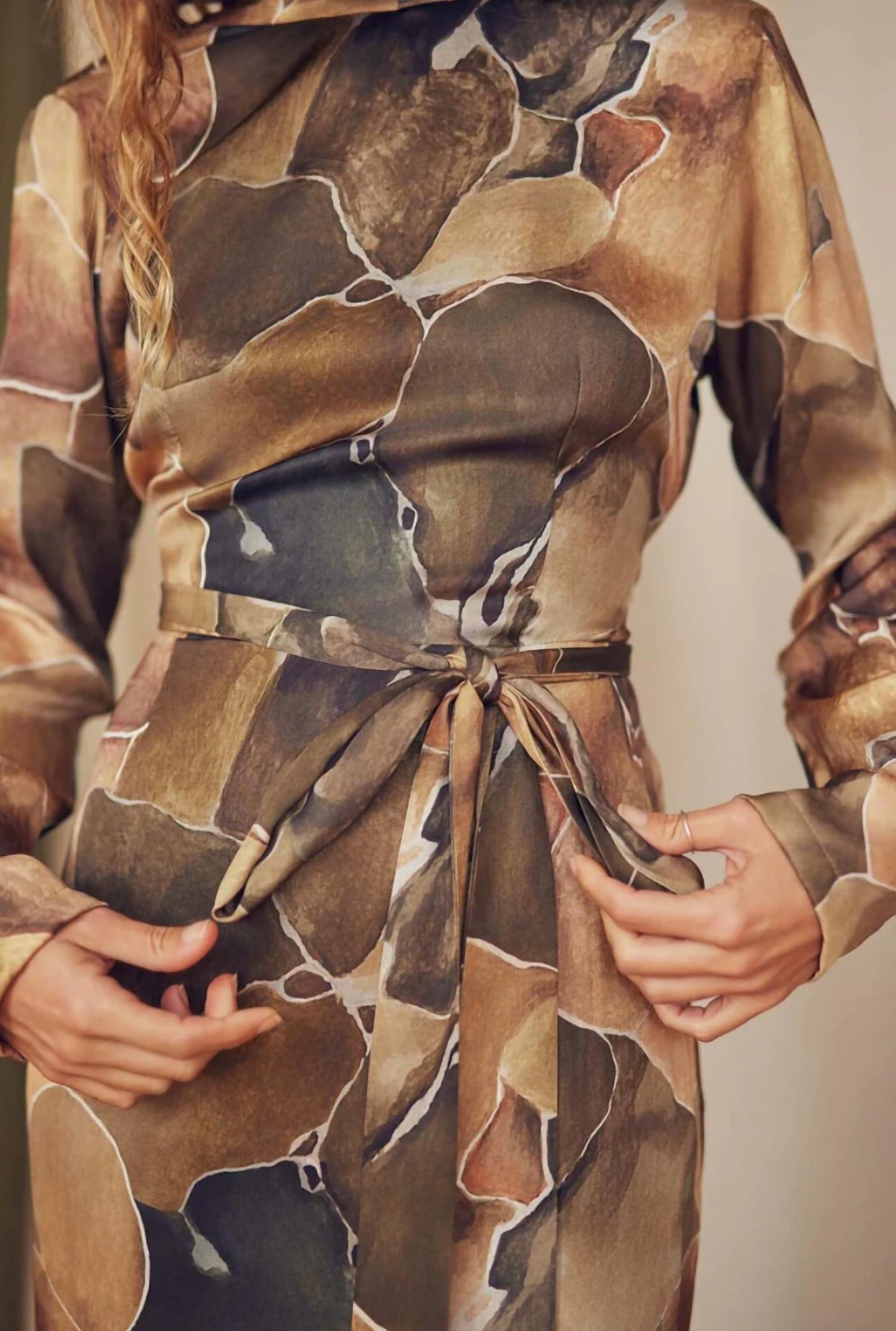Printed Midi Wrap Dress