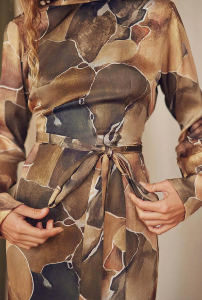 Printed Midi Wrap Dress