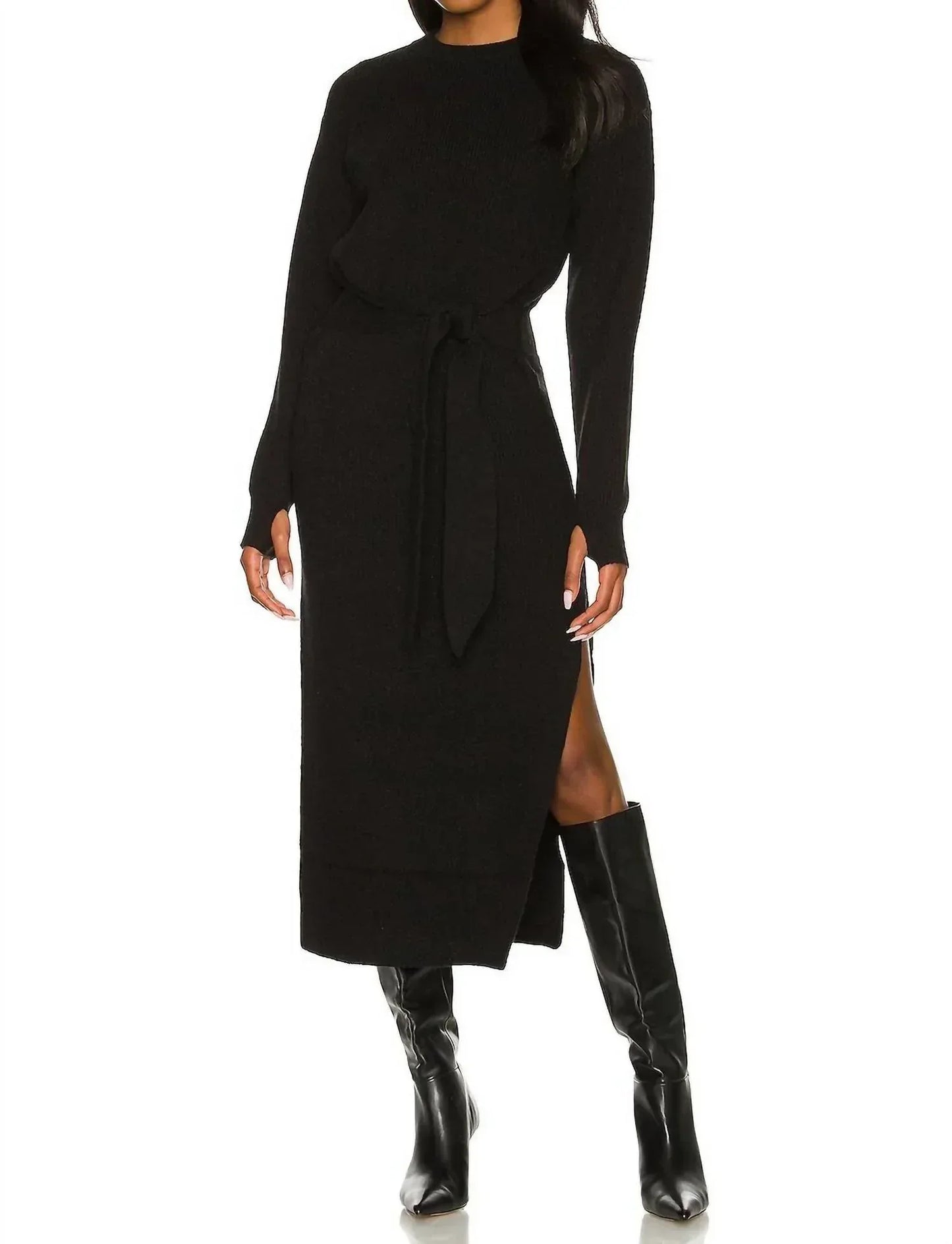 LPA - Long Sleeve Ribbed Midi Dress - Rack Hunt