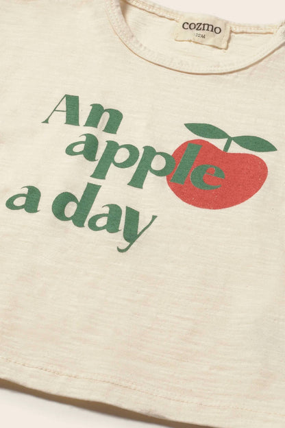 Boys Soft Slub Cotton Apple Print T- Shirt