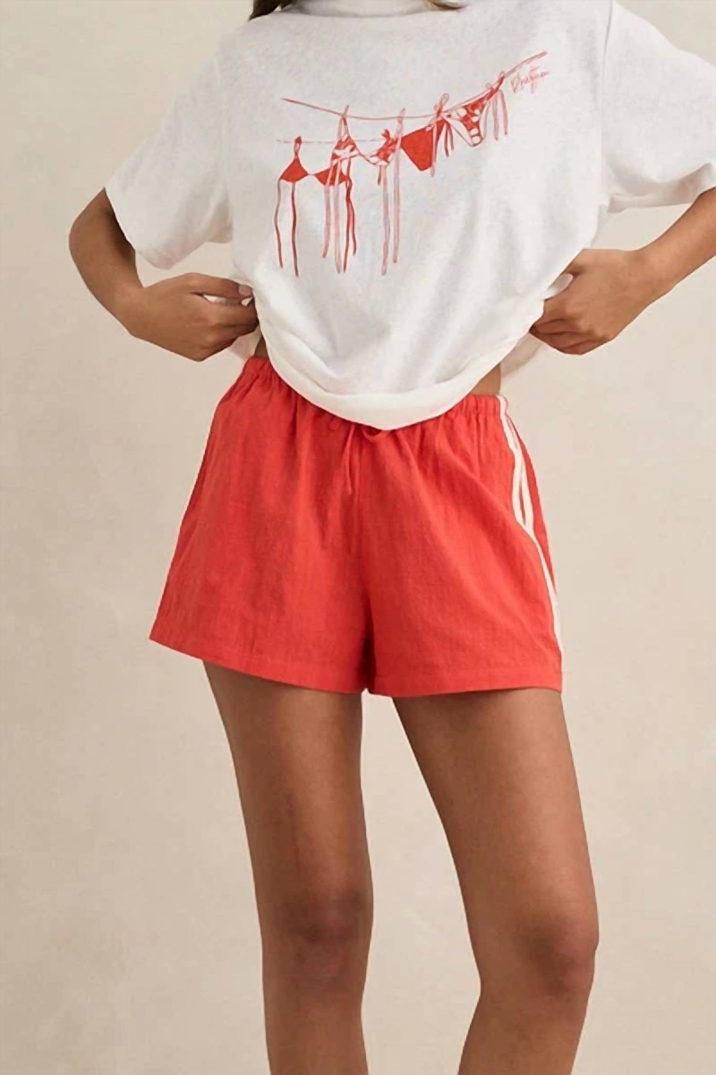Drawstring Side Stripes Shorts