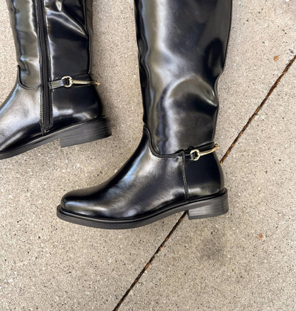 Women's Sofia Faux Leather Horsebit Detail Tall Riding Boots