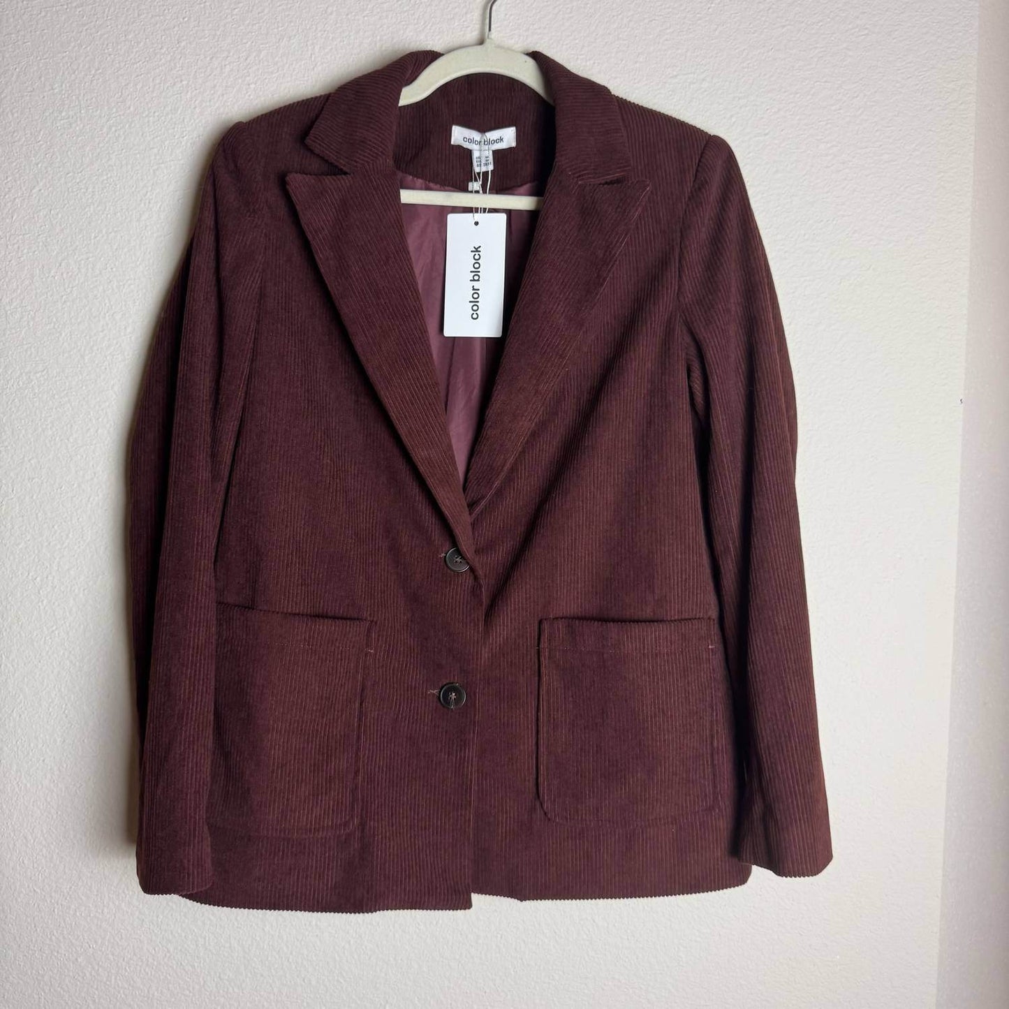 Colorblock - Women's Corduroy Textured Blazer - Rack Hunt -