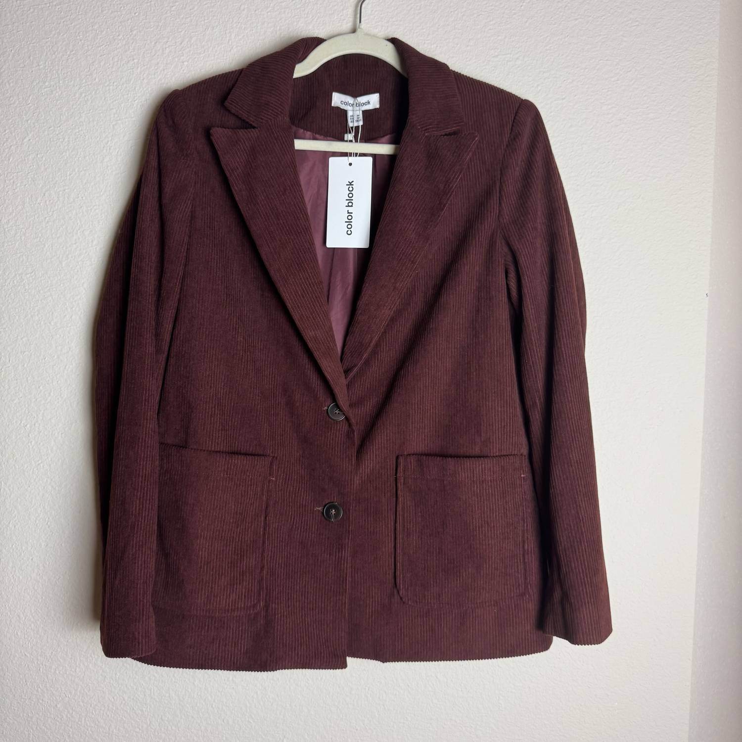 Colorblock - Women's Corduroy Textured Blazer - Rack Hunt -