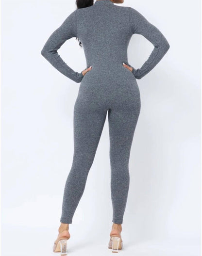 Break Me Off Stretch Thumb Hole Long Sleeve Seamless Jumpsuit