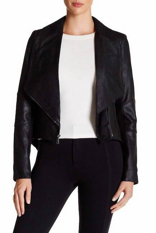 BCBGeneration - Lamb Suede Leather Drape Tail Collar Jacket - Rack Hunt -