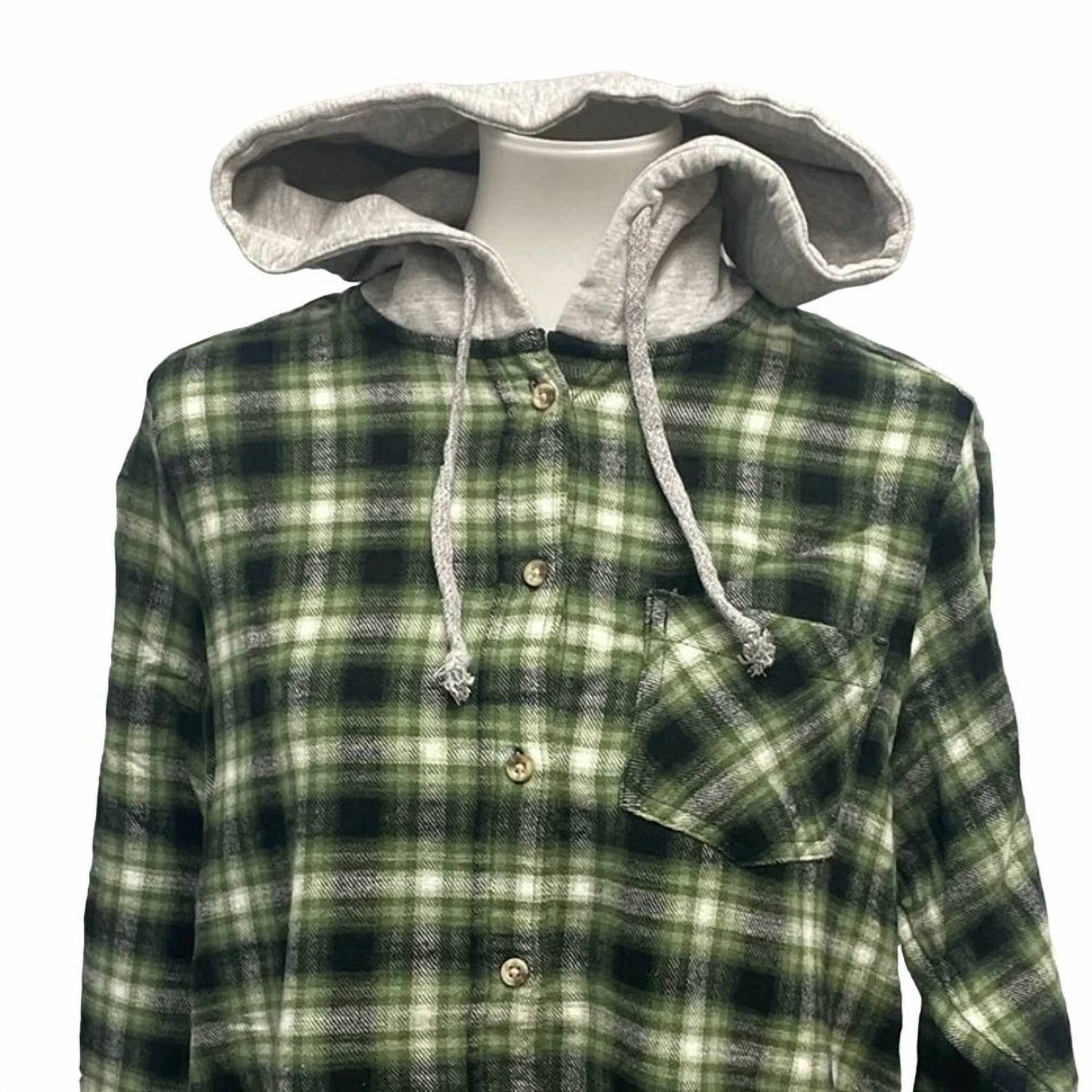 Women's Long Sleeve Plaid Flannel Cotton Blend Hoodie