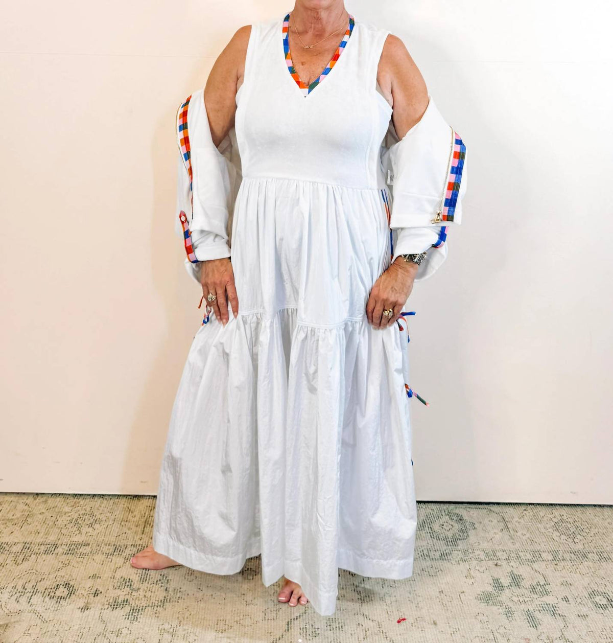 Colonial Madras French Terry Midi Dress