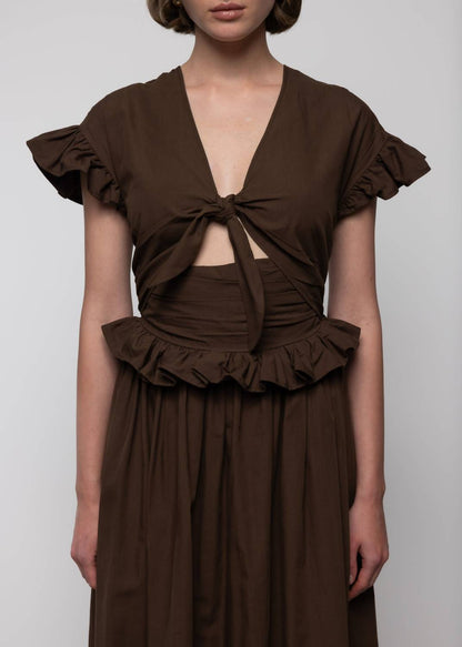 Tiered Cotton Bow Maxi Dress