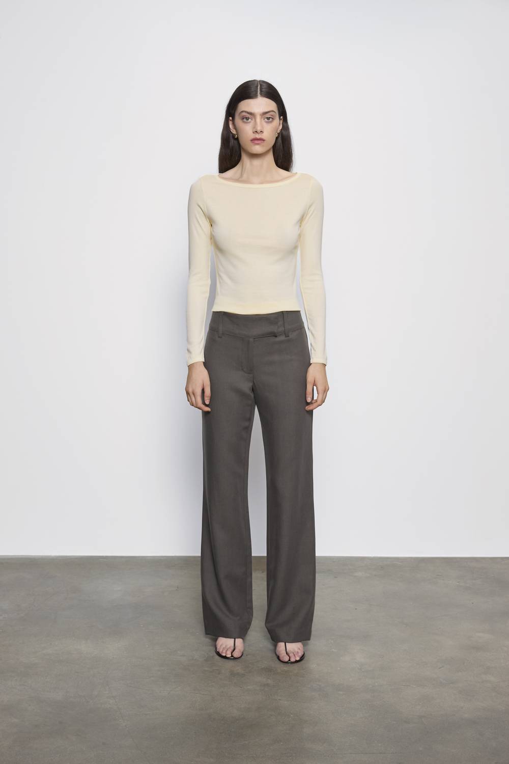 Fine Supima Cotton Long Sleeve Boatneck Top