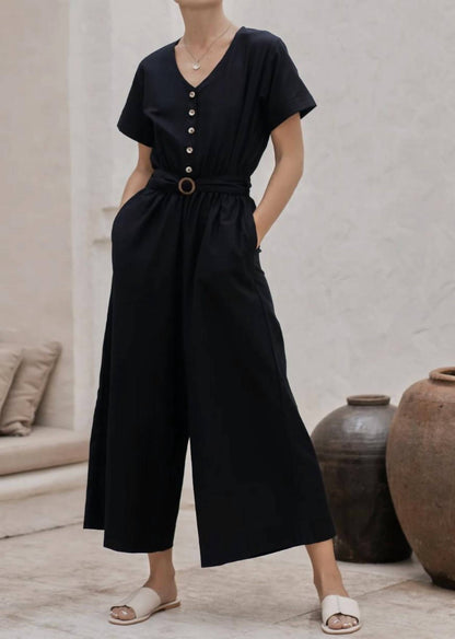 Evora Linen Belted Jumpsuit