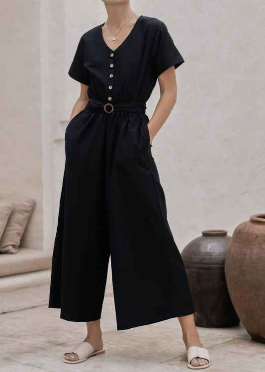 Evora Linen Belted Jumpsuit