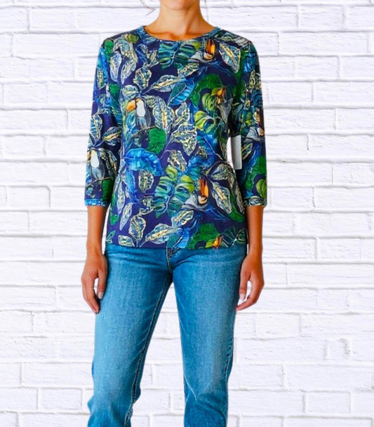 Calypso - Tropical Toucan Print Long Sleeve Top - Rack Hunt -